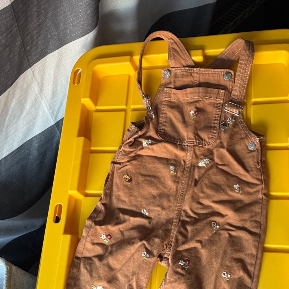 Zara Brown Kids Overalls with Embroidery